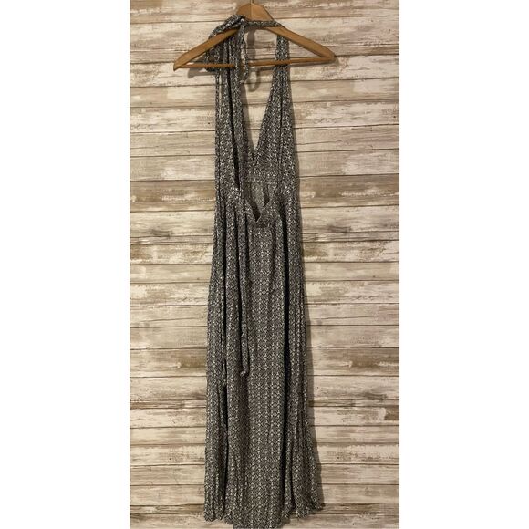 Lulus Black White Long Length Maxi Dress Size Small V Neck Tie - Picture 6 of 9